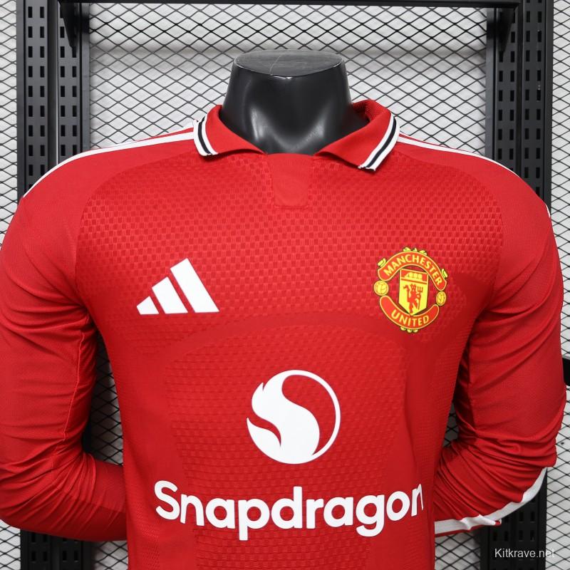 Player Version 26/27 Manchester United Red Polo Collar  Long Sleeve Jersey