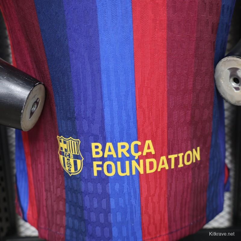 Player Version 26/27 FC Barcelona Deep Blue & Red Stripe  Home Jersey