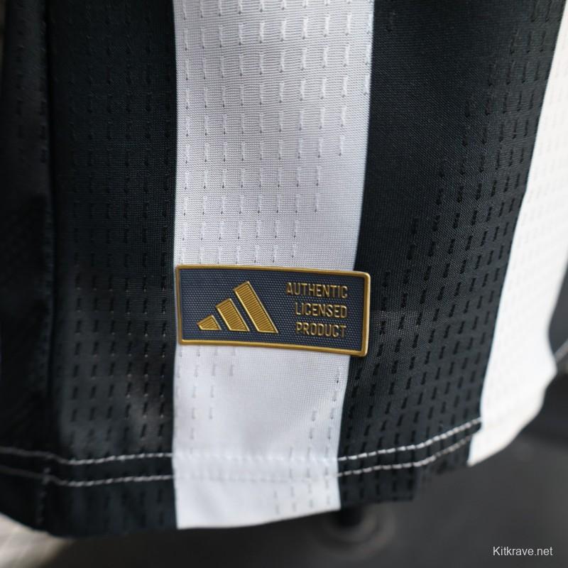 Player Version 26/27 Juventus Black & White Stripe Gold Detail Home Jersey