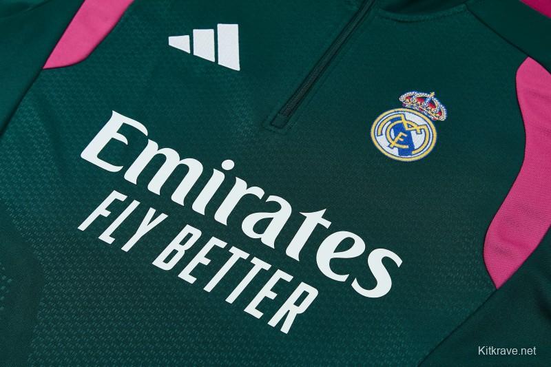 26/27 Real Madrid Dark Green Half Zipper Jacket Tracksuit + Long Pants