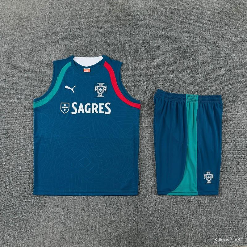 26/27 Portugal  Dark Teal Sleeveless Training Vest +Shorts Set