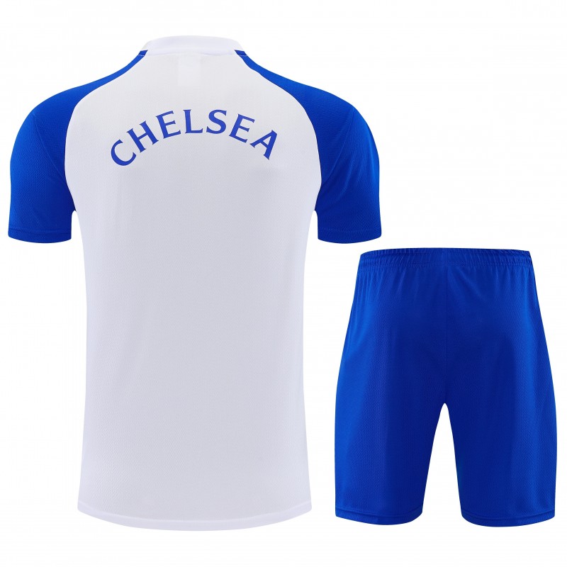 26/27 Chelsea  White&Blue Short Sleeve+Soccer Shorts