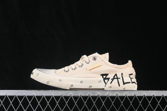 Balenciaga Paris Low Top Lace-Up Sneakers with Distressed Finish - W3RR59010