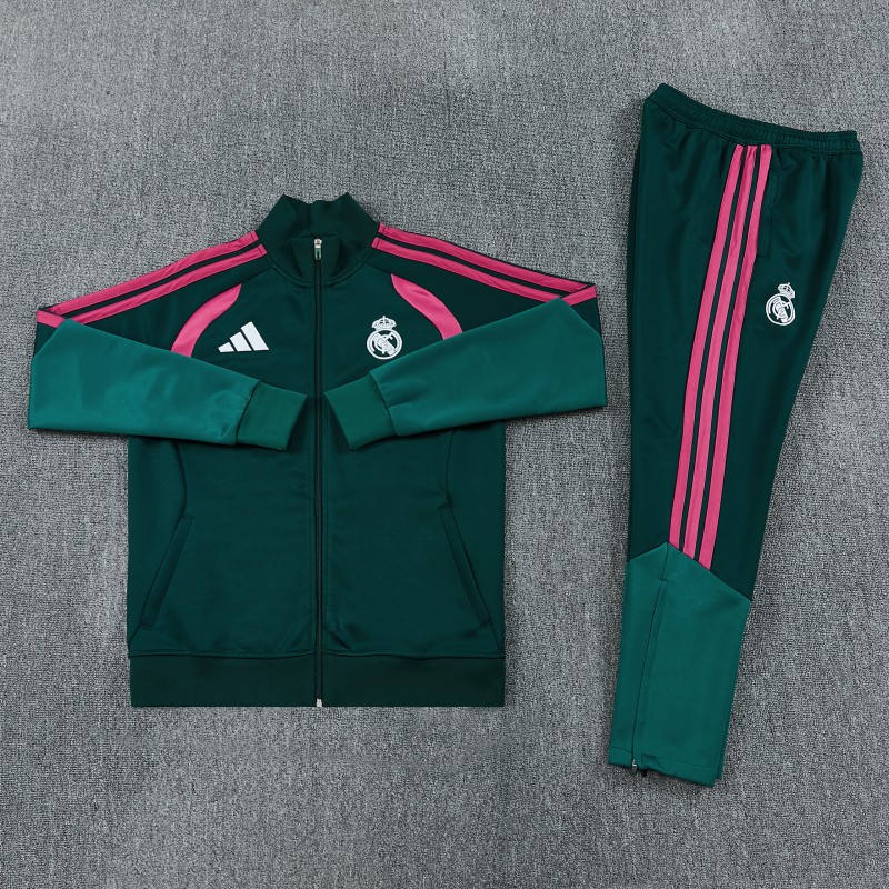 26/27 Real Madrid 02 Dark Green Full Zipper Jacket + Long Pants