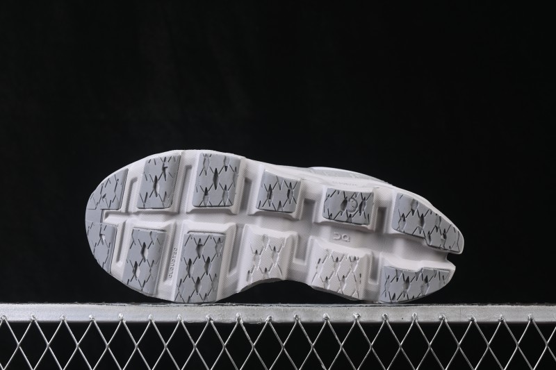On Cloudmonster 3 Cushioned Running Shoes – White/Grey with Silver-Grey Logo