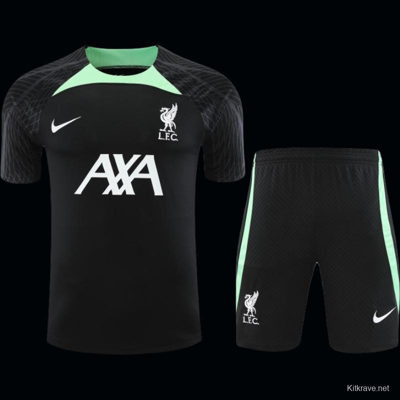 23-24 Liverpool Black Green Short Sleeve+Shorts