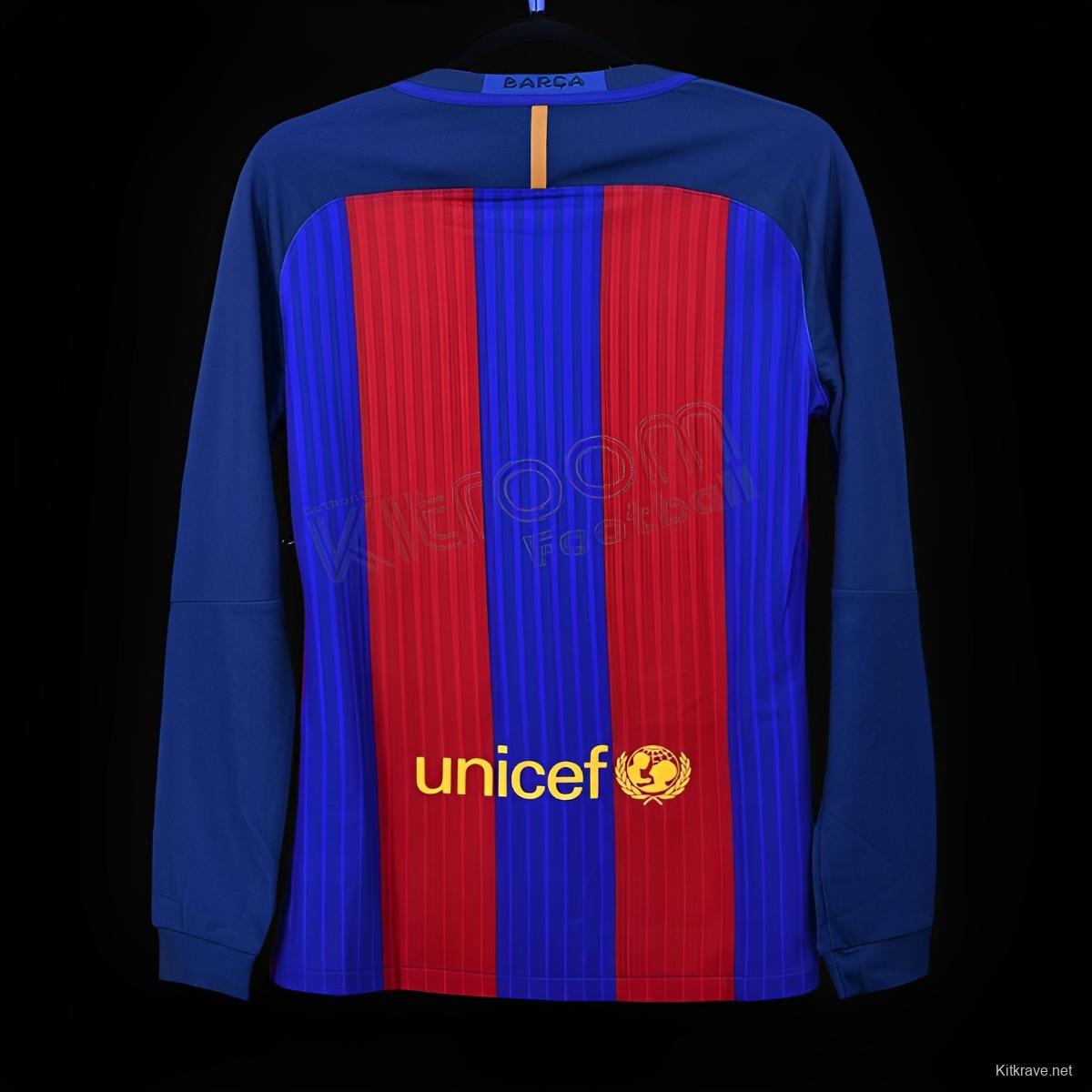 Retro 16/17 Barcelona Home Long Sleeve Jersey