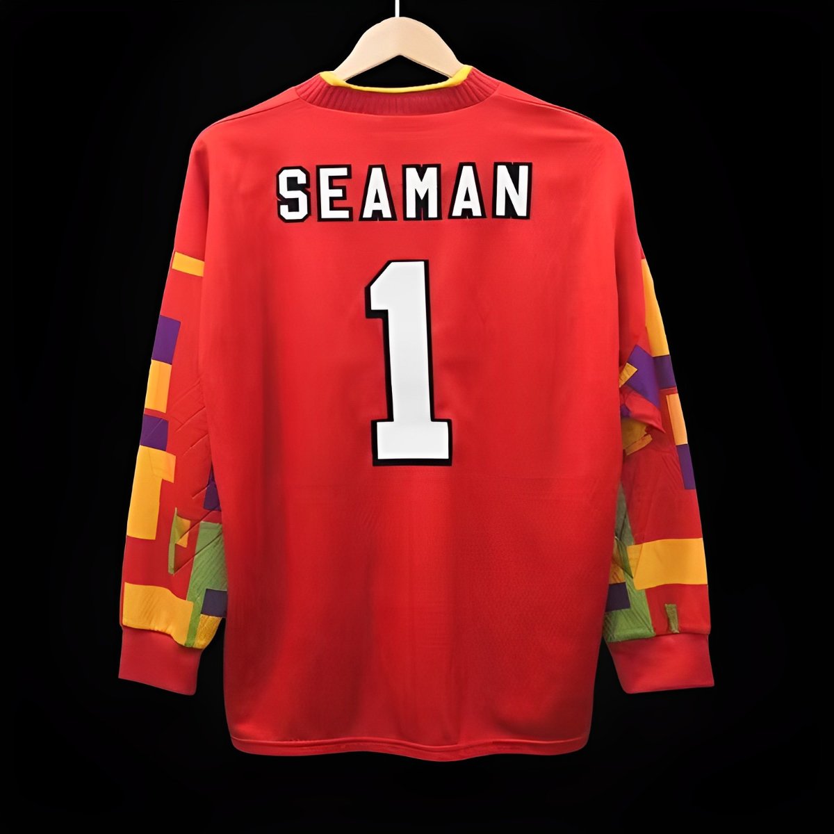 Retro 1996 England Red Goalkeeper Long Sleeve Jersey