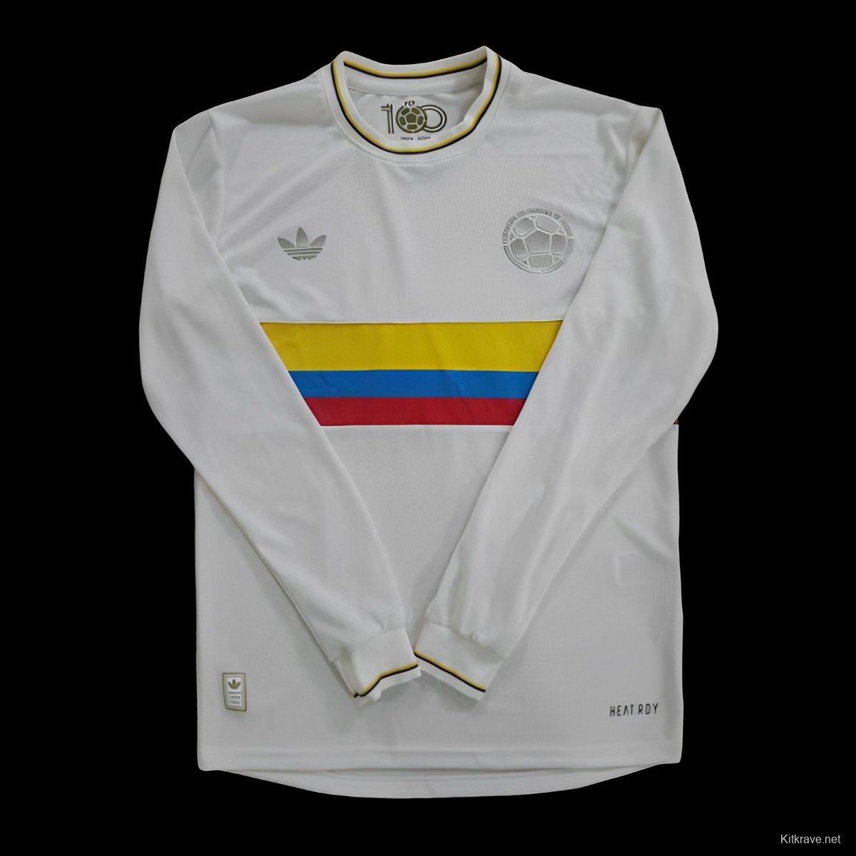 2024 Colombia White 100Th Anniversary Long Sleeve Jersey