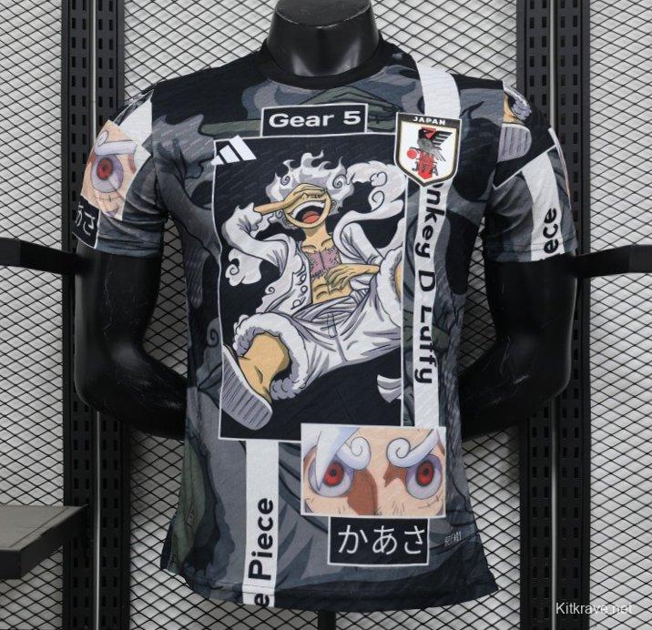 Player Version 2025 Japan National Team Black with One Piece Gear 5 Luffy Design Jersey