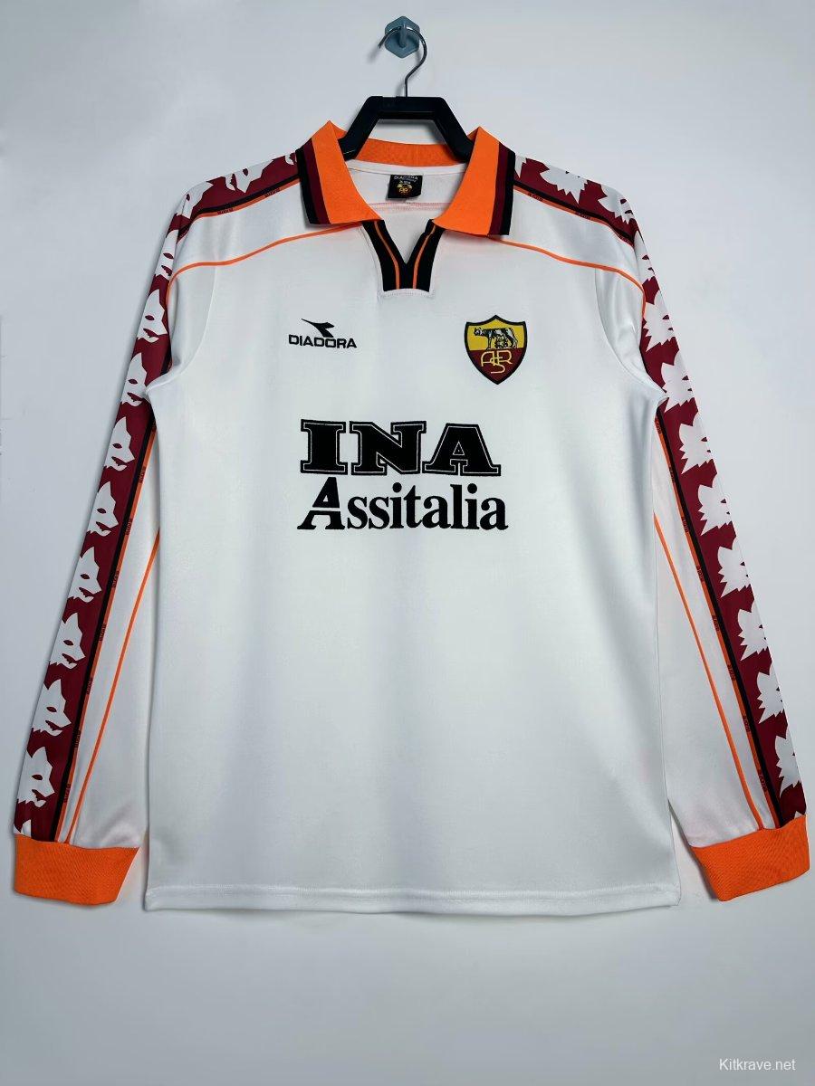 Retro 98/99 Roma Away White  Long Sleeve Jersey