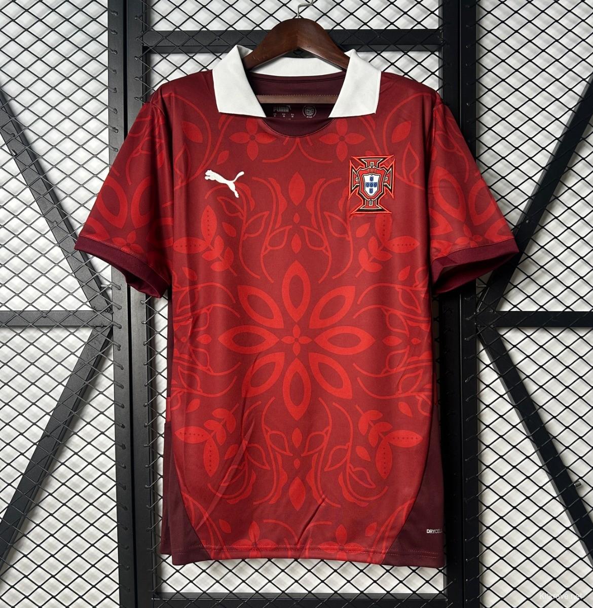 2025 Portugal National Team Burgundy with Floral Pattern Jersey