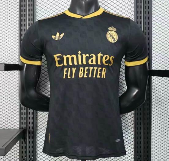 Player Version 25/26 Real Madrid Black with Gold Trim Jersey