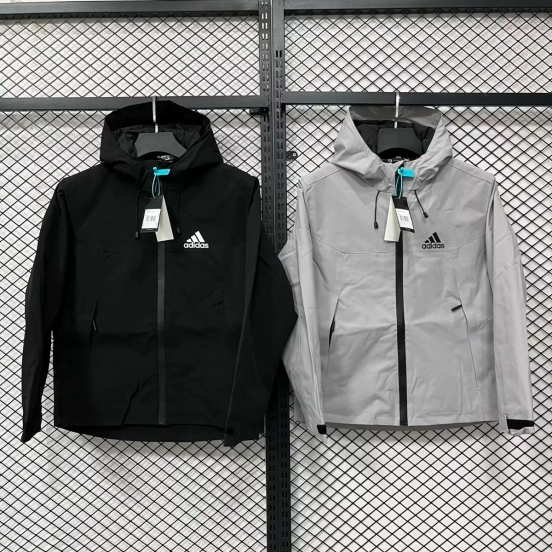 2025 Adidas Light Grey/Black Windbreaker