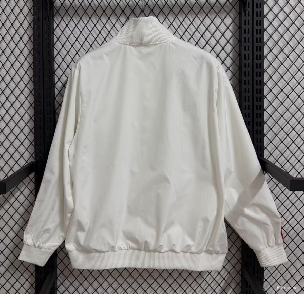 25/26 AC Milan White Red Black  Striped Full Zipper Windbreaker
