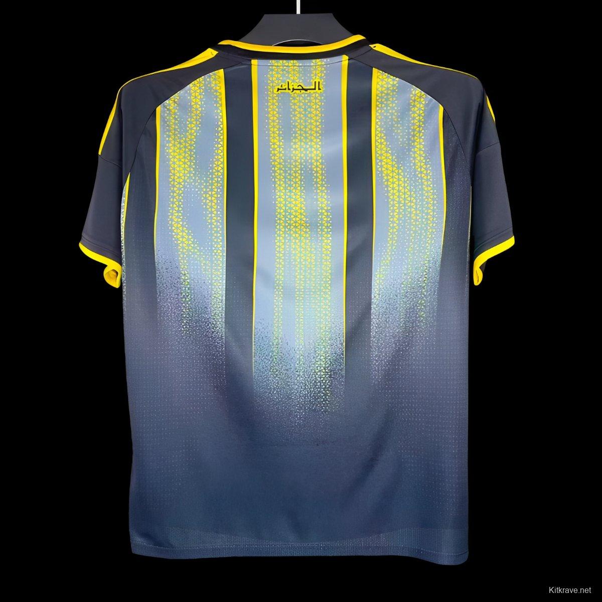 2026 Algeria Grey with Yellow Gradient Stripes Pre-Match Jersey