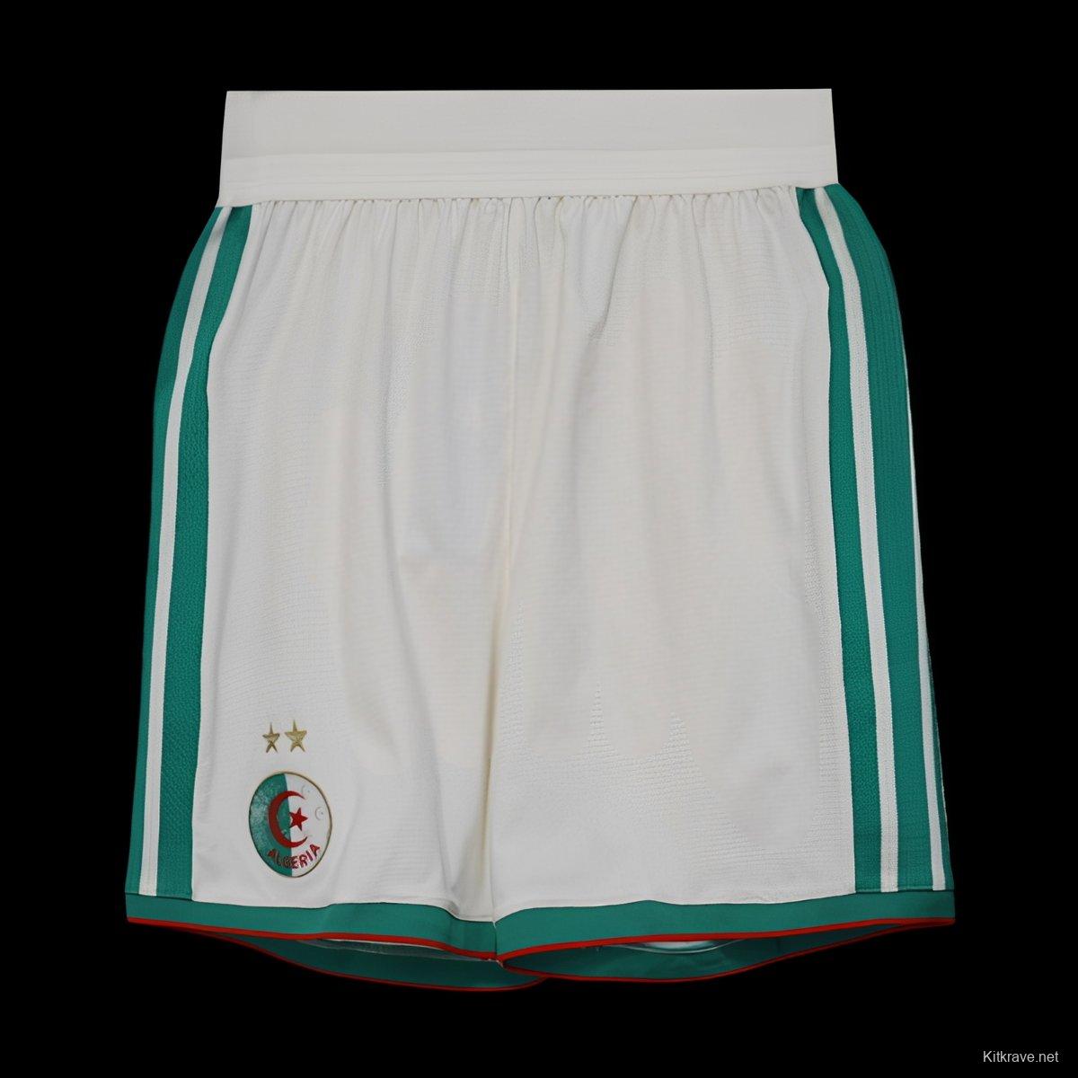 2026 Player Version Algeria White with Green Side Stripes Shorts