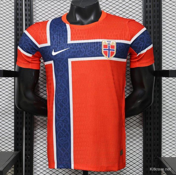 Player Version 2026 Norway Red & Blue with Flag Cross Pattern Home Jersey