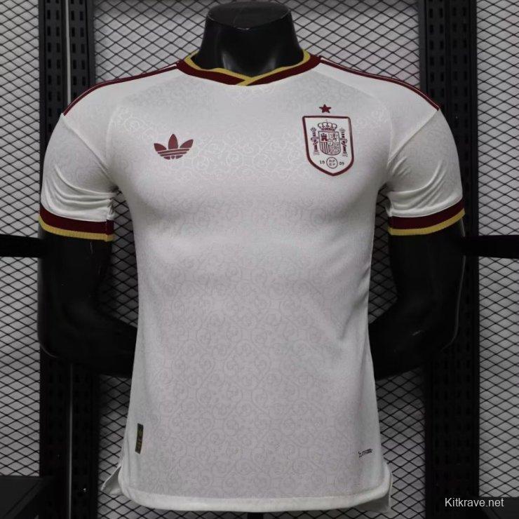 Player Version 2026 Spain  White with Burgundy & Gold Detail Away Jersey
