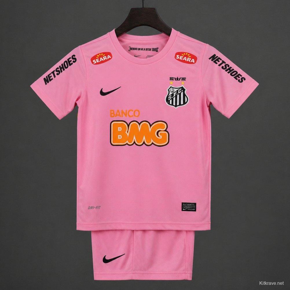 Retro 12/13 Kids Santos Away Pink Jersey