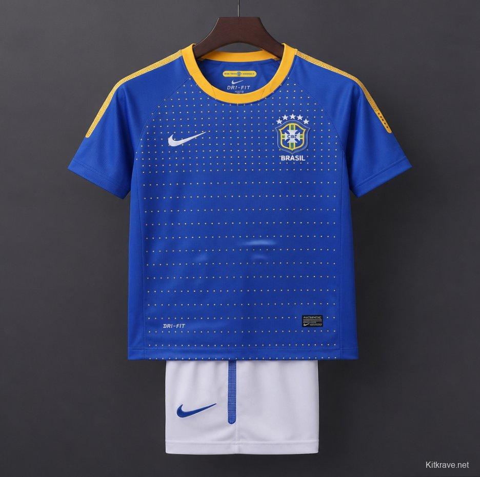 Retro 2010/11 Kids Brazil Blue & White Away Jersey