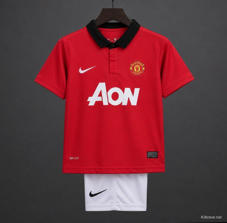 Retro Kids 13/14 Manchester United Red Home Jersey