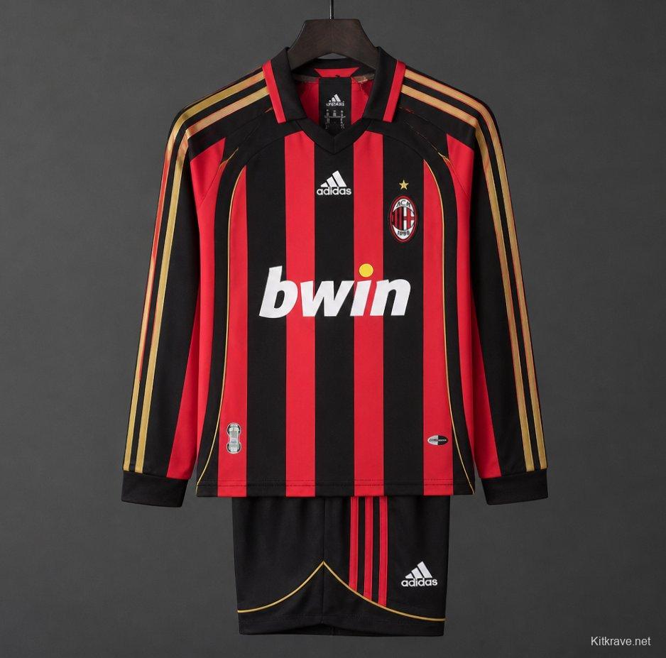 Retro Kids 06/07 AC Milan Home Long Sleeve Jersey