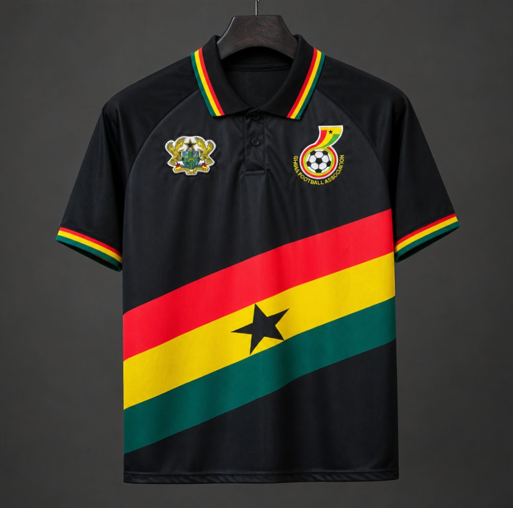 2026 Ghana Heritage Collection Black Polo Jersey.