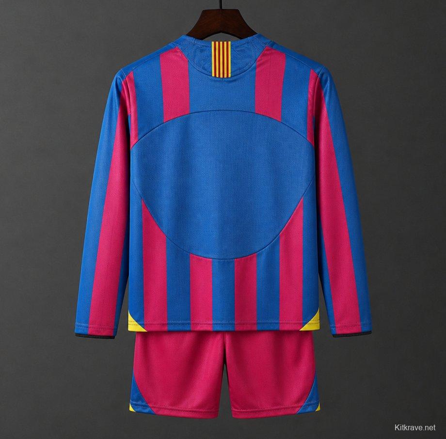 Retro Kids 05/06 Barcelona Home Long Sleeve UCL Jersey
