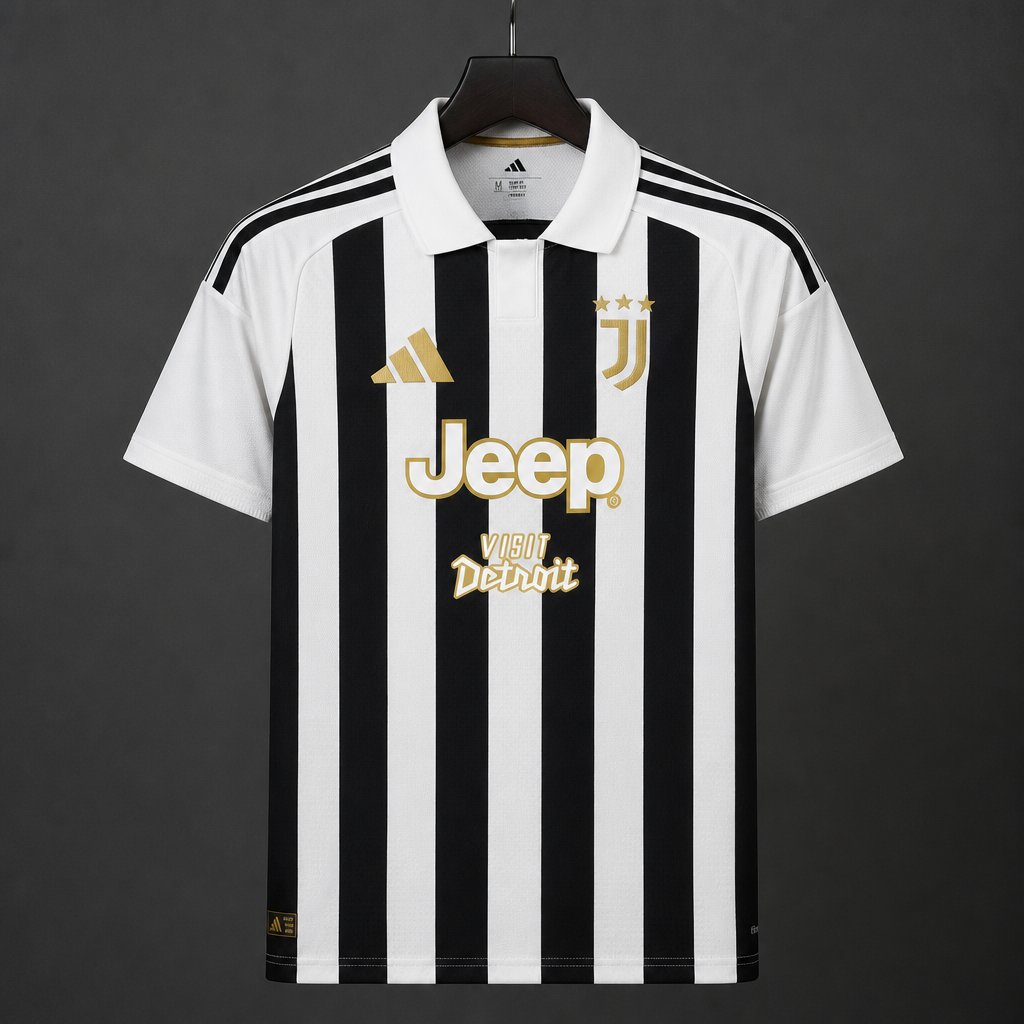 26/27 Juventus Home Jersey With Jeep Visit Detroit Sponsor