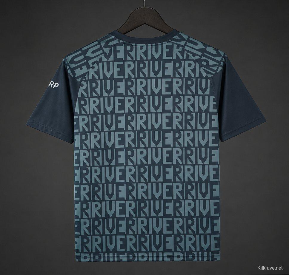 26/27 River Plate Pre-match Jersey With  Text "RIVER" Repeated Pattern