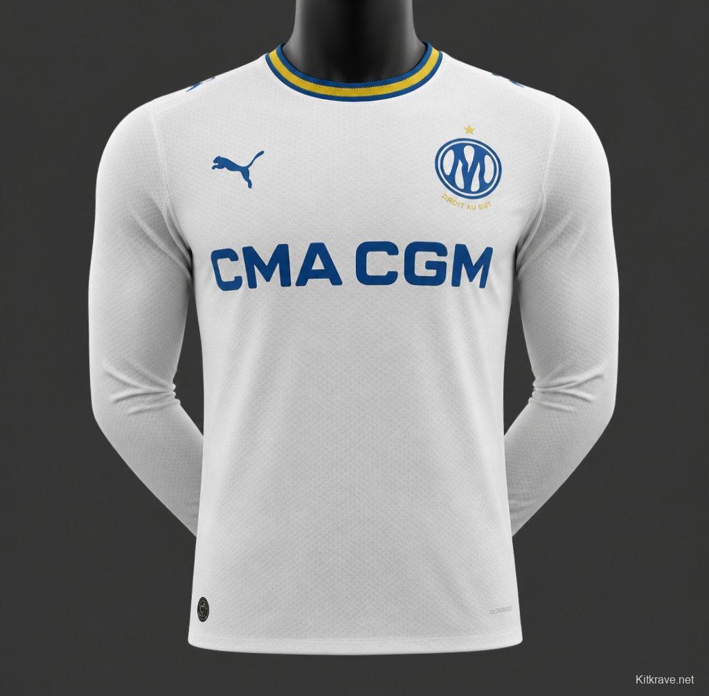 Player Version 26/27 Olympique Marseille Home White Long Sleeve Jersey