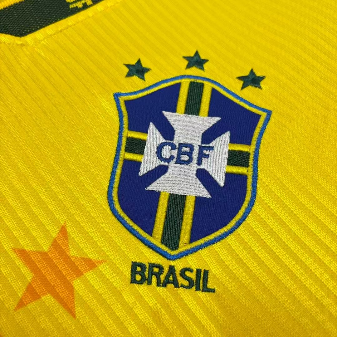 Retro 1994 Brazil Home Long Sleeve Yellow Jersey