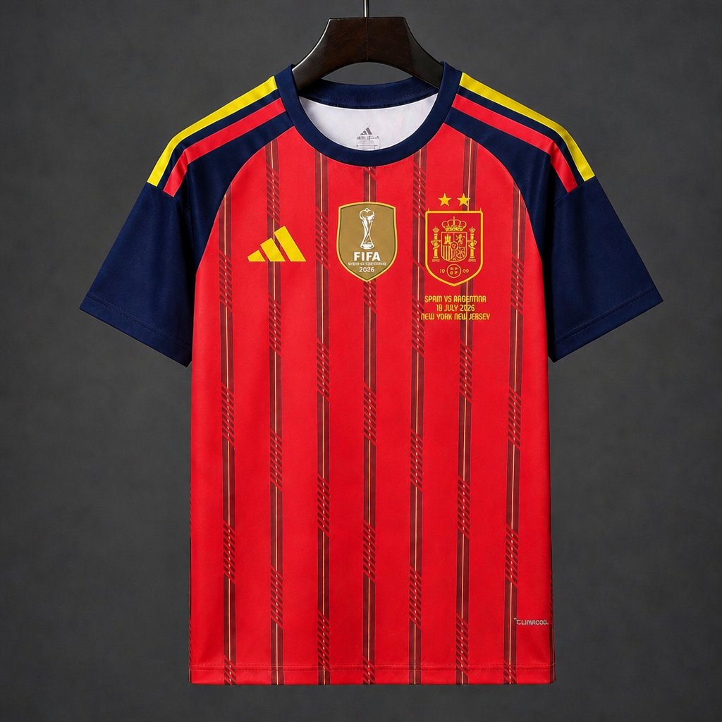 2 Star 2026 Spain Home Jersey With Champion Patch