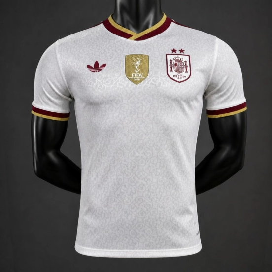 2 Star Player Version 2026 Spain Away White Jersey With Champion Patch