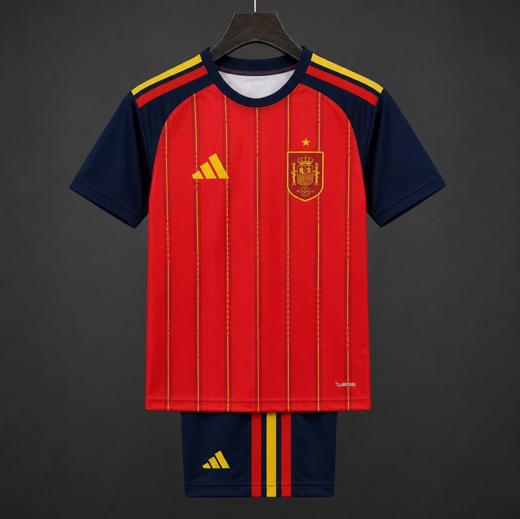 2 Star 2026 Kids Spain Home Jersey With Champion Patch