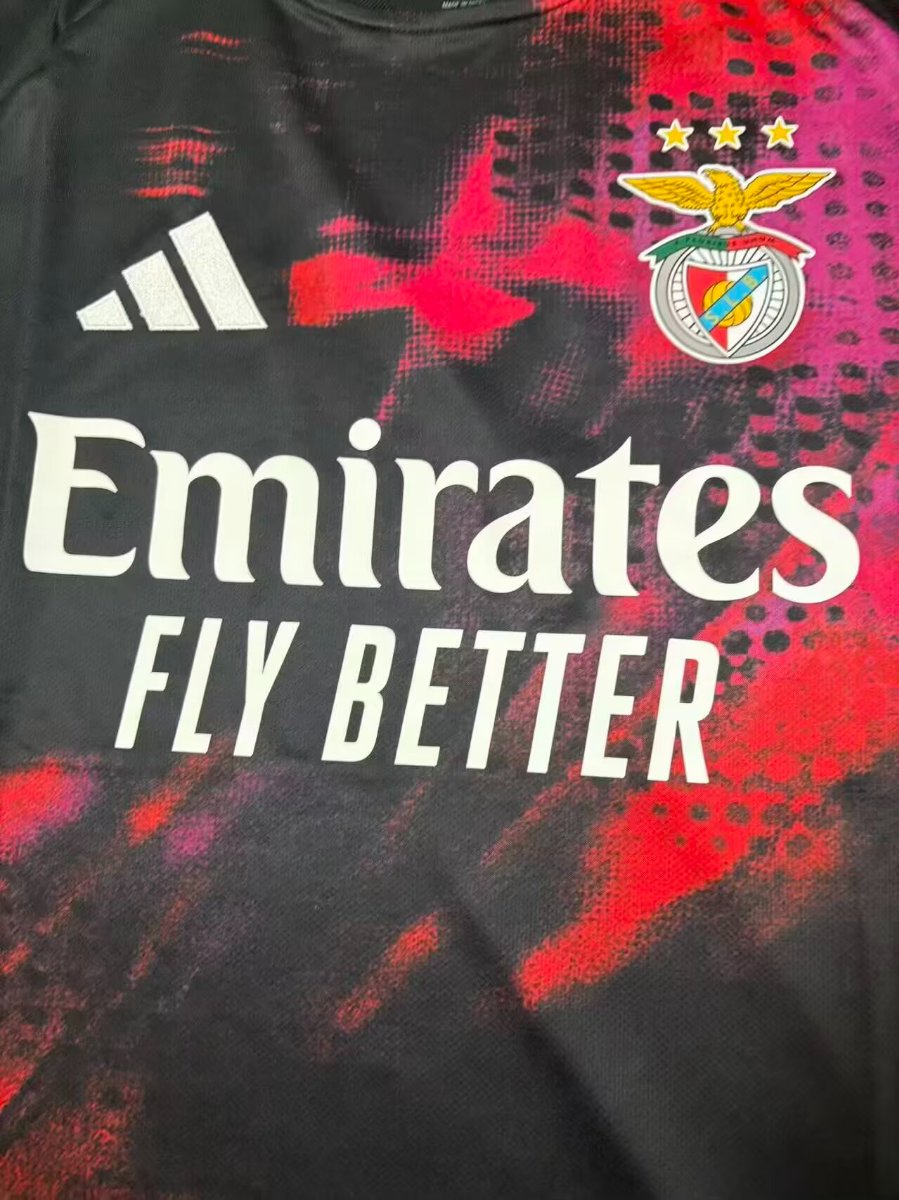 26/27 Benfica Black with Red & Pink Abstract Pattern Pre-Match Training Jersey