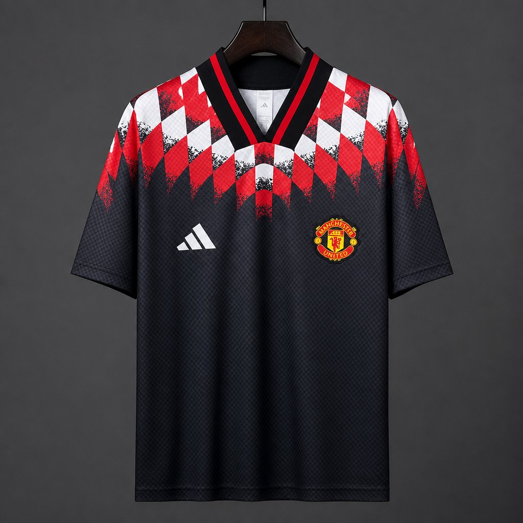 26/27 Manchester United Black  Diamond Pattern Pre-Match Jersey