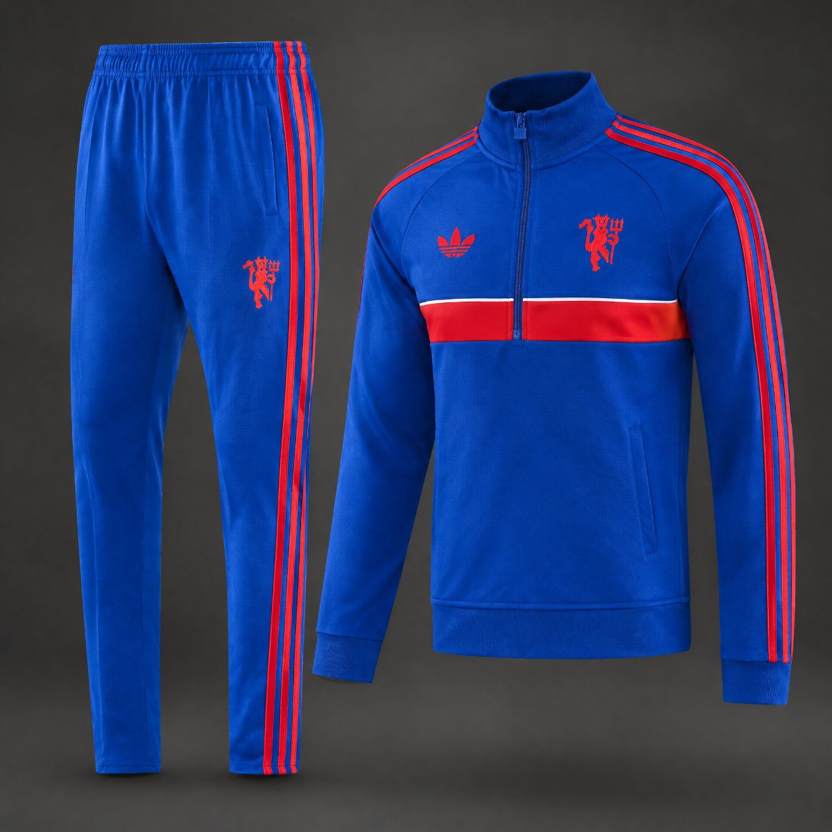 26/27 Manchester United Blue/Red Full Zipper Jacket + Long Pants