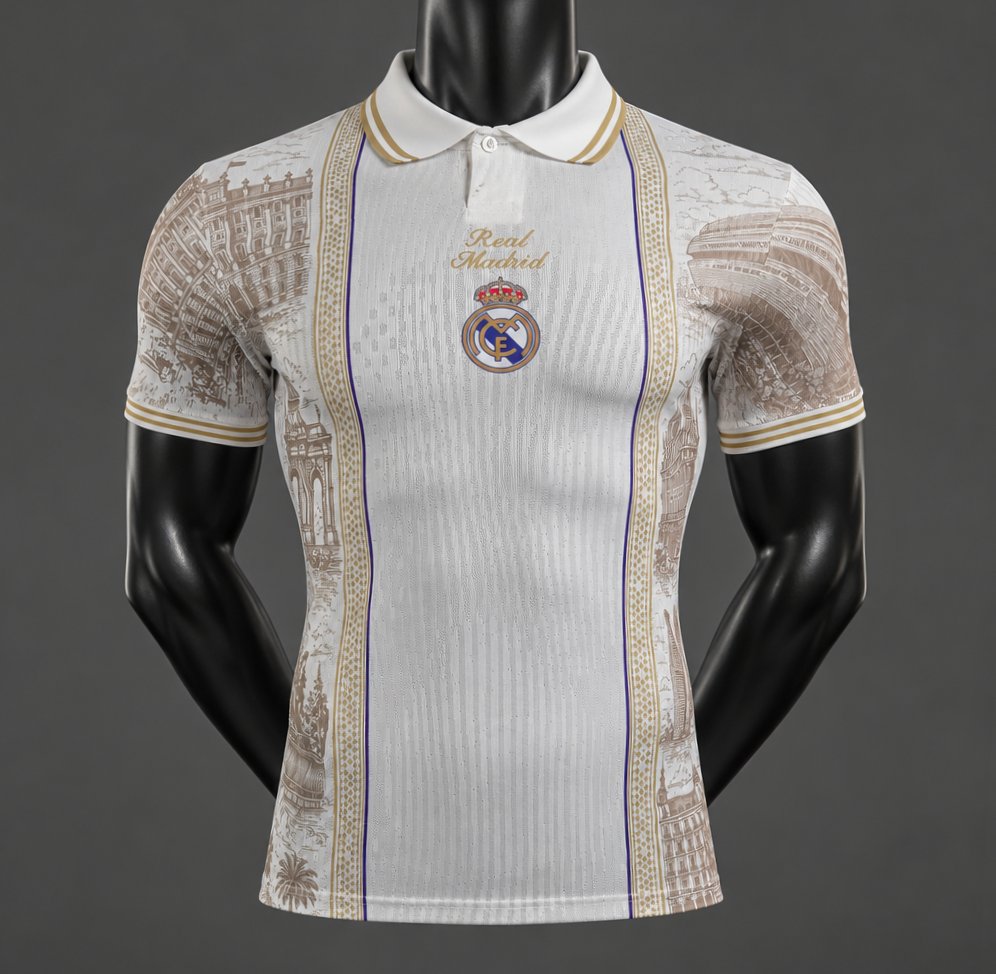 Player Version 26/27 Real Madrid x Air Dior Special White/Gold Polo Jersey